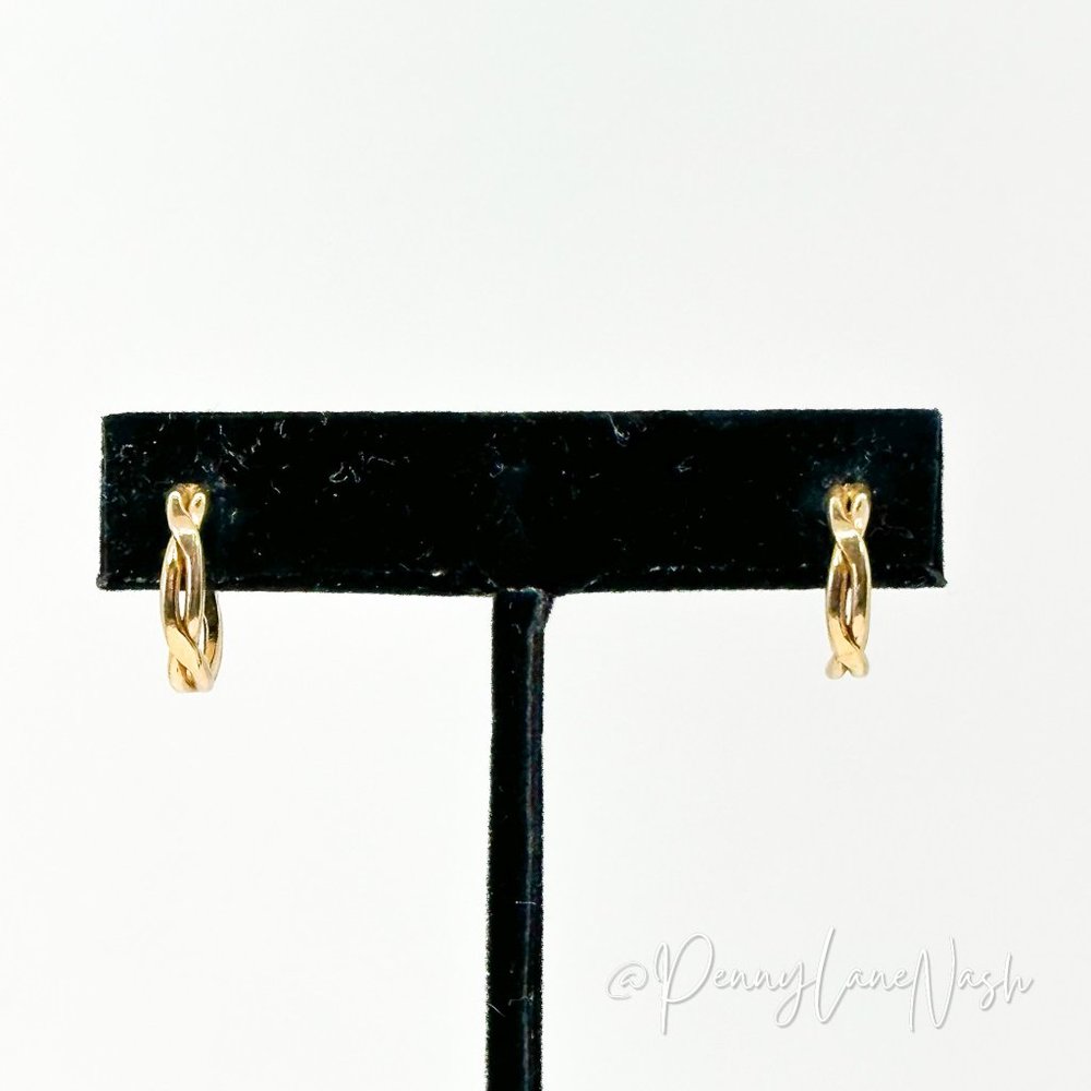 Vintage Intertwined Golden Huggie Earrings - Picture 2 of 8